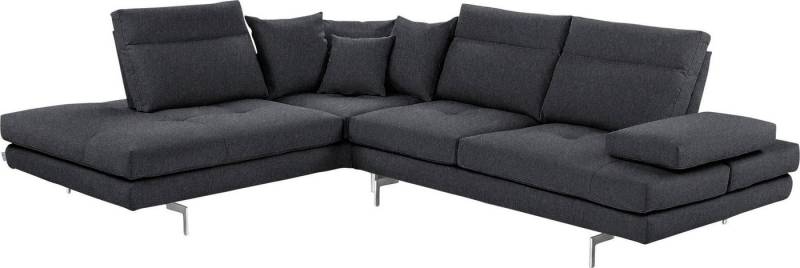 CALIA ITALIA Ecksofa Toby Wing, L-Form, Designsofa mit sensationellem Sitzkomfort, Sitztiefenverstell.,wahlw. mit Kissen-Set, Füße chrom glänzend von CALIA ITALIA
