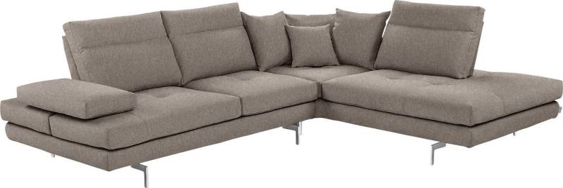 CALIA ITALIA Ecksofa Toby Wing, L-Form, Designsofa mit sensationellem Sitzkomfort, Sitztiefenverstell.,wahlw. mit Kissen-Set, Füße chrom glänzend von CALIA ITALIA