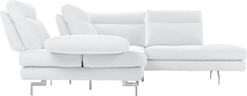 CALIA ITALIA Ecksofa Toby Wing, L-Form, Multifunktionssofa, bequem und edel, Sitztiefenverstellung und Armteilfunktion, Füße chrom glänzend von CALIA ITALIA
