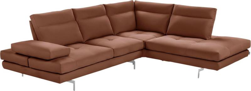 CALIA ITALIA Ecksofa Toby Wing, L-Form, Multifunktionssofa, bequem und edel, Sitztiefenverstellung und Armteilfunktion, Füße chrom glänzend von CALIA ITALIA