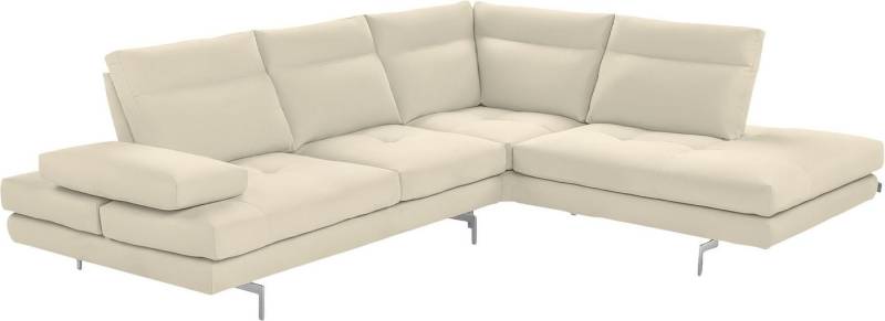 CALIA ITALIA Ecksofa Toby Wing, L-Form, Multifunktionssofa, bequem und edel, Sitztiefenverstellung und Armteilfunktion, Füße chrom glänzend von CALIA ITALIA
