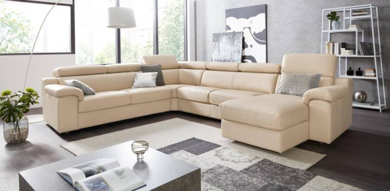 CALIA ITALIA Wohnlandschaft CS_Mambo, U-Form, Familiensofa, bequem und zeitlos, in Leder, inklusive Kopfteilverstellung von CALIA ITALIA