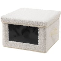 Aufbewahrungsbox aus Bouclé-Stoff in Ecru mit Fenster - L30 cm Aufbewahrungsbox aus Bouclé-Stoff in Ecru mit Fenster - L30 cm von CALICOSY