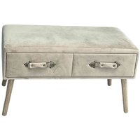 Bank aus beigem Samt mit 2 Schubladen, Samtgriffen und Beschlägen aus Bronze Bank aus beigem Samt mit 2 Schubladen, Samtgriffen und Beschlägen aus Bronze von CALICOSY