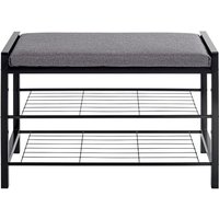Bank aus schwarzem Metall mit grauem Stoff - L75 cm von CALICOSY
