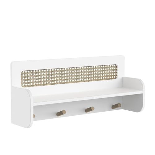 Demeyere CaliCosy Ochna Wandregal mit 4 Kleiderhaken, aus MDF, Ablage, für Wohnzimmer, 68 x 29 x 17,7 cm (L x B x H) von Demeyere