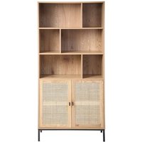 Bücherregal mit Aufbewahrung 2 Türen aus natürlichem Rattan H175cm - jaya von CALICOSY