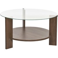 Couchtisch mit 2 Platten, davon eine aus gehärtetem Glas Ø75 cm - CLARA Couchtisch mit 2 Platten, davon eine aus gehärtetem Glas Ø75 cm - CLARA von CALICOSY