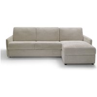 Ecksofa mit Schlaffunktion, 3-Sitzer, in elfenbeinfarbenem Rippvelours, L260 cm von CALICOSY