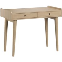 Schreibtisch mit 2 Schubladen im Eiche-Dekor L96 cm - Retro - Holz - Calicosy von CALICOSY