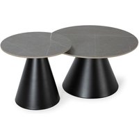 Set aus 2 runden Couchtischen in Grau - LOUNA Set aus 2 runden Couchtischen in Grau - LOUNA von CALICOSY