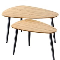 Set von 2 ineinander greifenden Tischen mit Metallbeinen Set von 2 ineinander greifenden Tischen mit Metallbeinen von CALICOSY