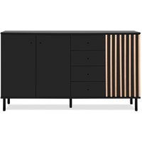 Sideboard 3 Türen und 4 Schubladen Schwarz und Holz B160 cm - MONZA Sideboard 3 Türen und 4 Schubladen Schwarz und Holz B160 cm - MONZA von CALICOSY