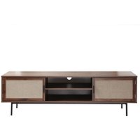 TV-Möbel in Walnussdekor mit Fronten aus Stoff L140 cm - JETSON TV-Möbel in Walnussdekor mit Fronten aus Stoff L140 cm - JETSON von CALICOSY