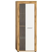 Vitrinenschrank 1 Glastür weiß und Wotan-Eiche H159 cm - AOSTA Vitrinenschrank 1 Glastür weiß und Wotan-Eiche H159 cm - AOSTA von CALICOSY