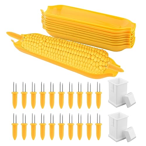 30-teiliges Maiskolbenhalter und -schalen-Set, Maiskolbenhalter, Maiskolbenhalter und Butterstreuer, inklusive 20 Maiskolbenhalter, 8 Maiskolbenschalen und 2 Butterstreuer für Buttermais 30-teiliges Maiskolbenhalter und -schalen-Set, Maiskolbenhalter, Maiskolbenhalter und Butterstreuer, inklusive 20 Maiskolbenhalter, 8 Maiskolbenschalen und 2 Butterstreuer für Buttermais von CALIDAKA