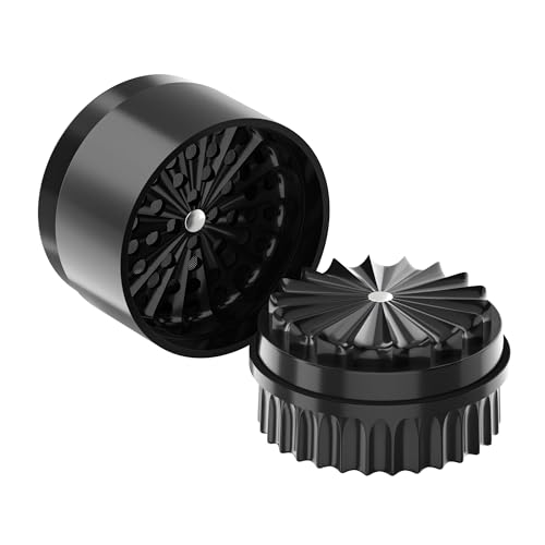 Premium Toothless Ceramic Grinder Calabasas Schwarz | Zahnlos | Nano-Keramik Beschichtung | 5 – teilig | Blüten (Flower) Mühle (Mill) | Inkl. Storage Deckel & Feinsieb (Schwarz) | California's Choice von CALIFORNIA'S CHOICE