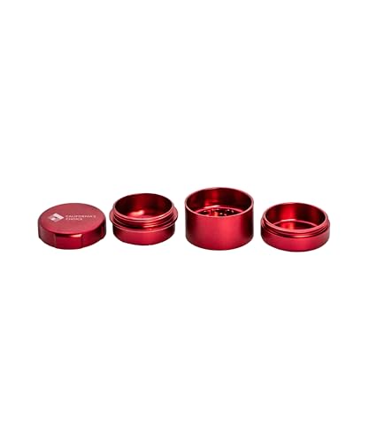 Toothless Grinder "To-Go" „San Francisco“ Rot | Zahnlos | Sehr feiner Grind | Luftfahrt-Aluminium eloxiert | 4 – teilig | Inkl. „Stash“ Fach im Deckel | Patentierte Technologie von Stache Toothless Grinder "To-Go" „San Francisco“ Rot | Zahnlos | Sehr feiner Grind | Luftfahrt-Aluminium eloxiert | 4 – teilig | Inkl. „Stash“ Fach im Deckel | Patentierte Technologie von Stache von CALIFORNIA'S CHOICE