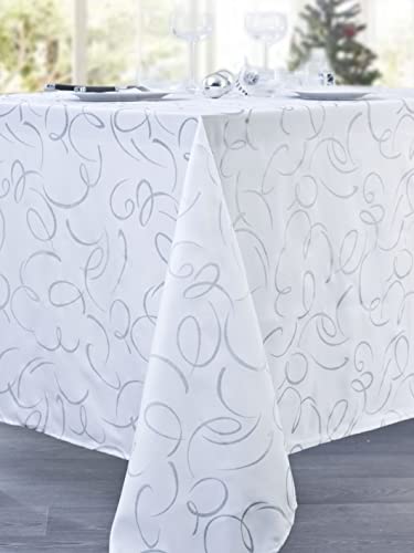 CALITEX Serpentin Tischdecke, Polyester, Weiß, 140 x 300 cm von CALITEX