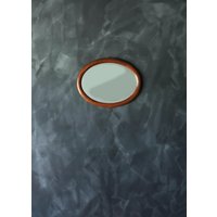 Antiker Ovaler Spiegel Aus Eichenholz von CALIVINTAGEUSA