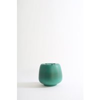 Vintage Grün Matte Ombre Studio Kunst Keramik Frosch Vase von CALIVINTAGEUSA