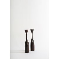 Vintage Mid Century Modern Kerzenständer Aus Eisenholz von CALIVINTAGEUSA