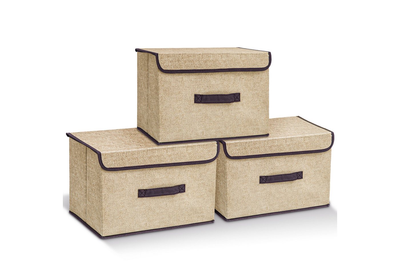 CALIYO Aufbewahrungsbox 3-Tlg Faltbare Aufbewahrungsbox mit Deckel, Stoff, Kisten Aufbewahrung (3 St), 36x24x23 cm Stoffbox, Organizer für Spielzeug Aufbewahrungskörb von CALIYO