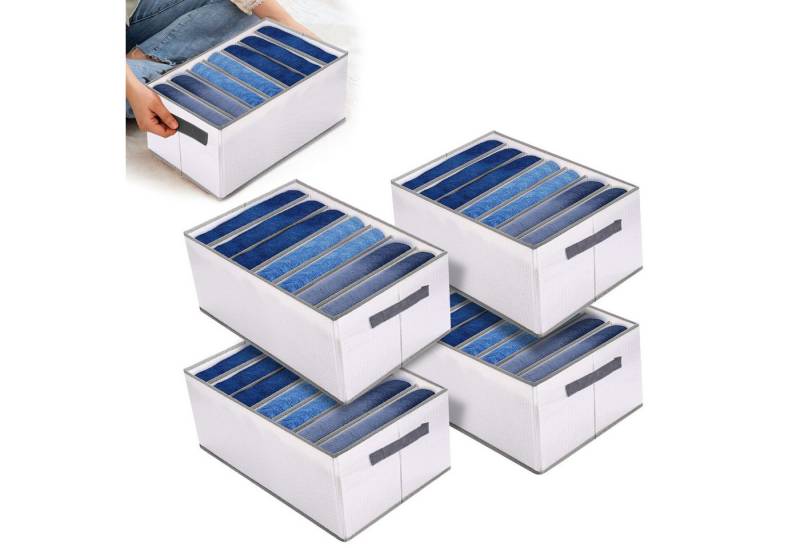 CALIYO Aufbewahrungsbox Kleiderschrank-Organizer 4-Tlg, Aufbewahrungsbox 7 Fächer (4 St., Aufbewahrungsbox 7 Fächer, Schubladen-Ordnungssystem), Ordnungsboxen faltbar, 36.5 x 25 x 20 cm, für Hosen, Kleidung von CALIYO