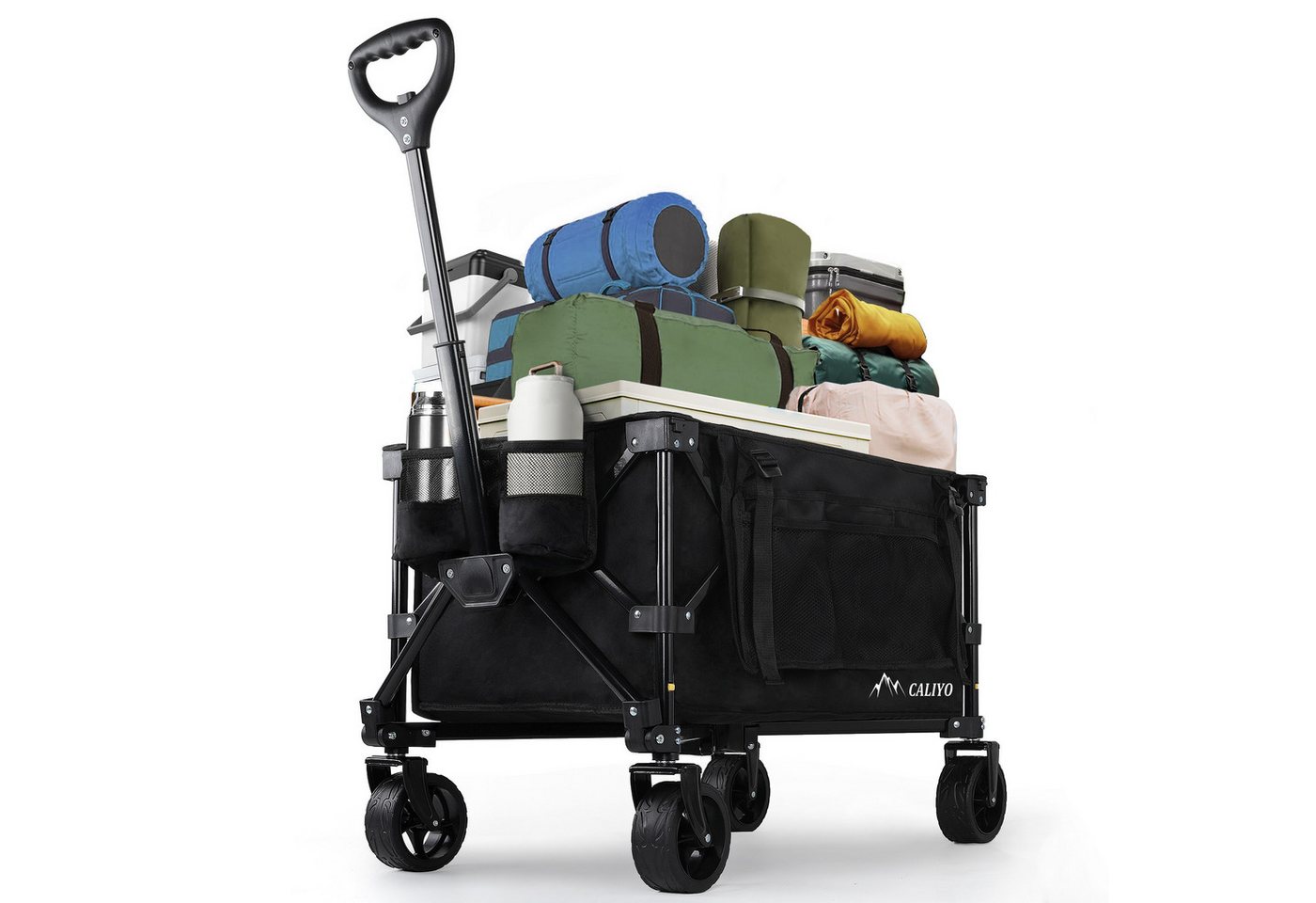 CALIYO Bollerwagen Handwagen Faltbar 100L 100KG Transportwagen mit Geländerädern, 4-seitig faltbarem Design leicht verstaubar Stabil platzsparend CALIYO Bollerwagen Handwagen Faltbar 100L 100KG Transportwagen mit Geländerädern, 4-seitig faltbarem Design leicht verstaubar Stabil platzsparend von CALIYO