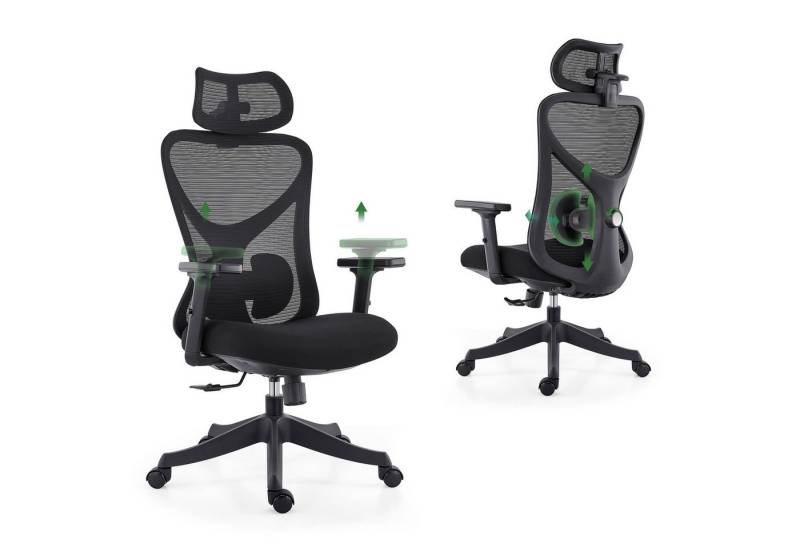 CALIYO Bürostuhl Ergonomisch Schreibtischstuhl, klappbare Armlehnen & Wippe, Schreibtischstuhl Ergonomisch des Maximale Belastung: 150 Kg von CALIYO