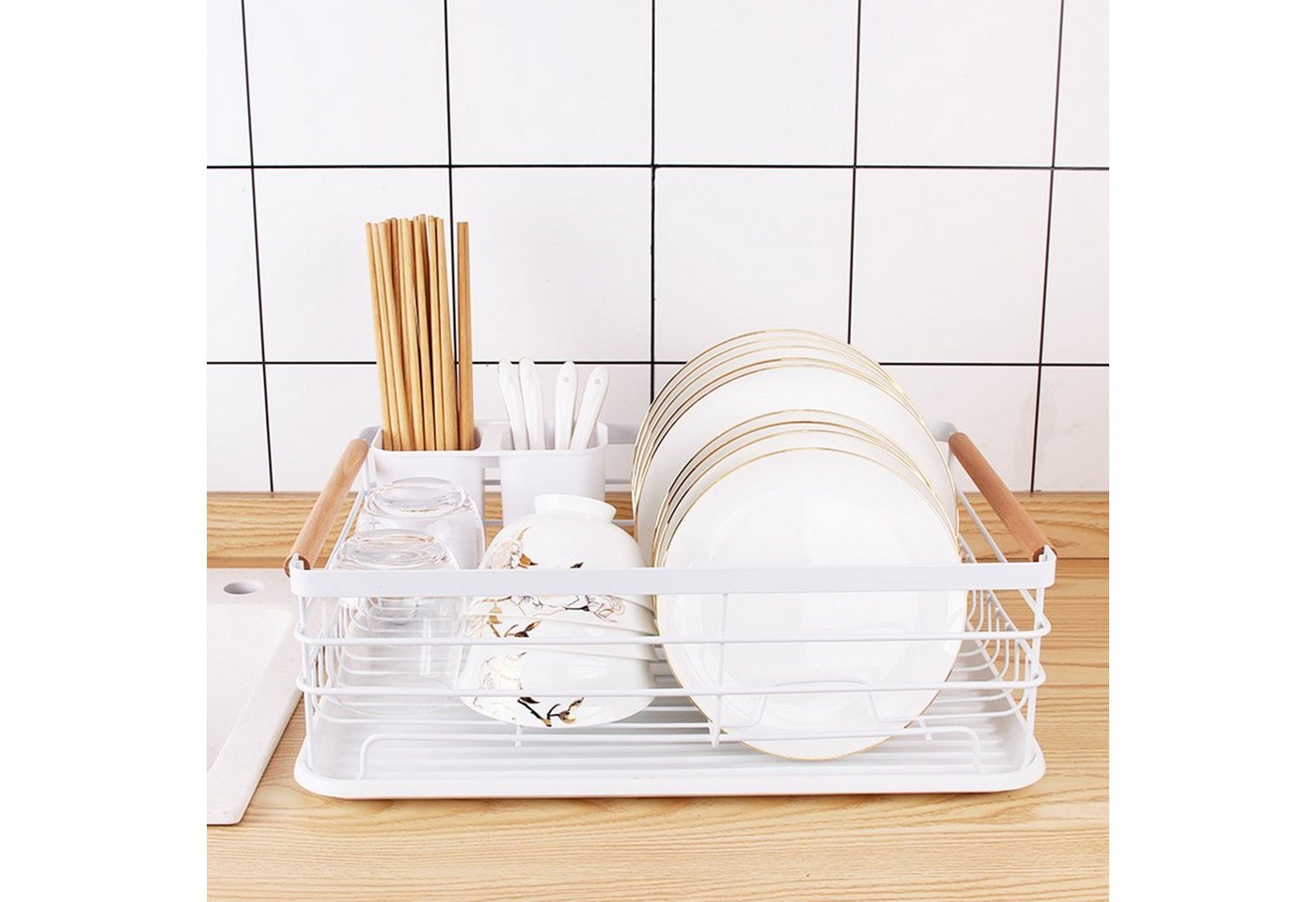 CALIYO Geschirrständer Geschirrständer Abtropfgestell mit Auffangschale für Geschirr, Abtropfständer Abtropfschale für Küchen Spüle von CALIYO