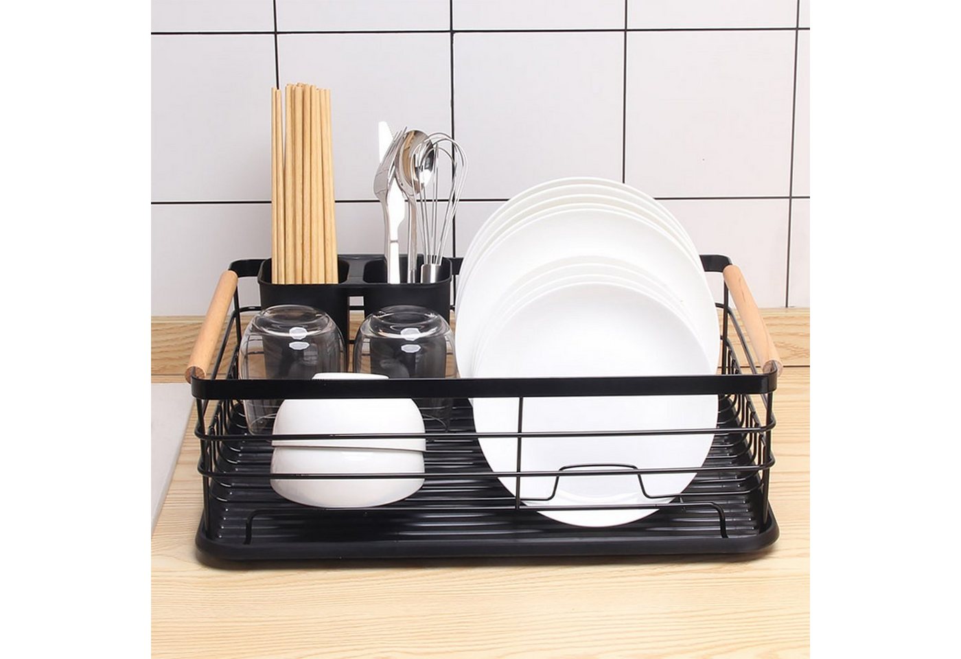 CALIYO Geschirrständer Geschirrständer Abtropfgestell mit Auffangschale für Geschirr, Abtropfständer Abtropfschale für Küchen Spüle von CALIYO