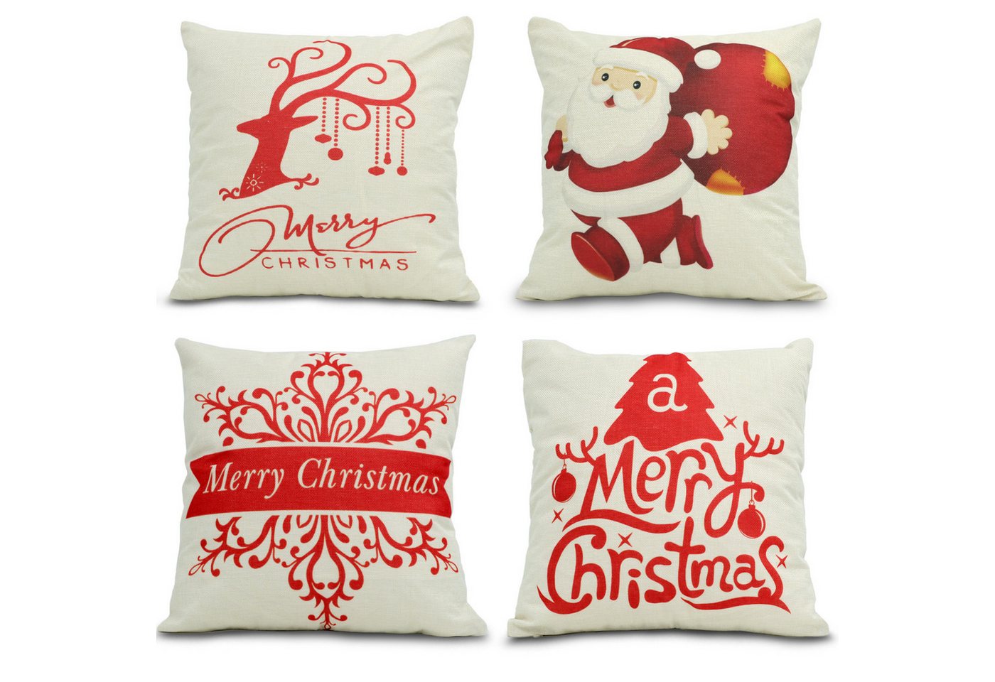 CALIYO Kissenbezug 4 Stück Kissenbezug Weihnachten Dekorative Kissenhülle, (4 Stück), Weihnachtselementstile Muster Leinen Sie Kissenbezüge von CALIYO