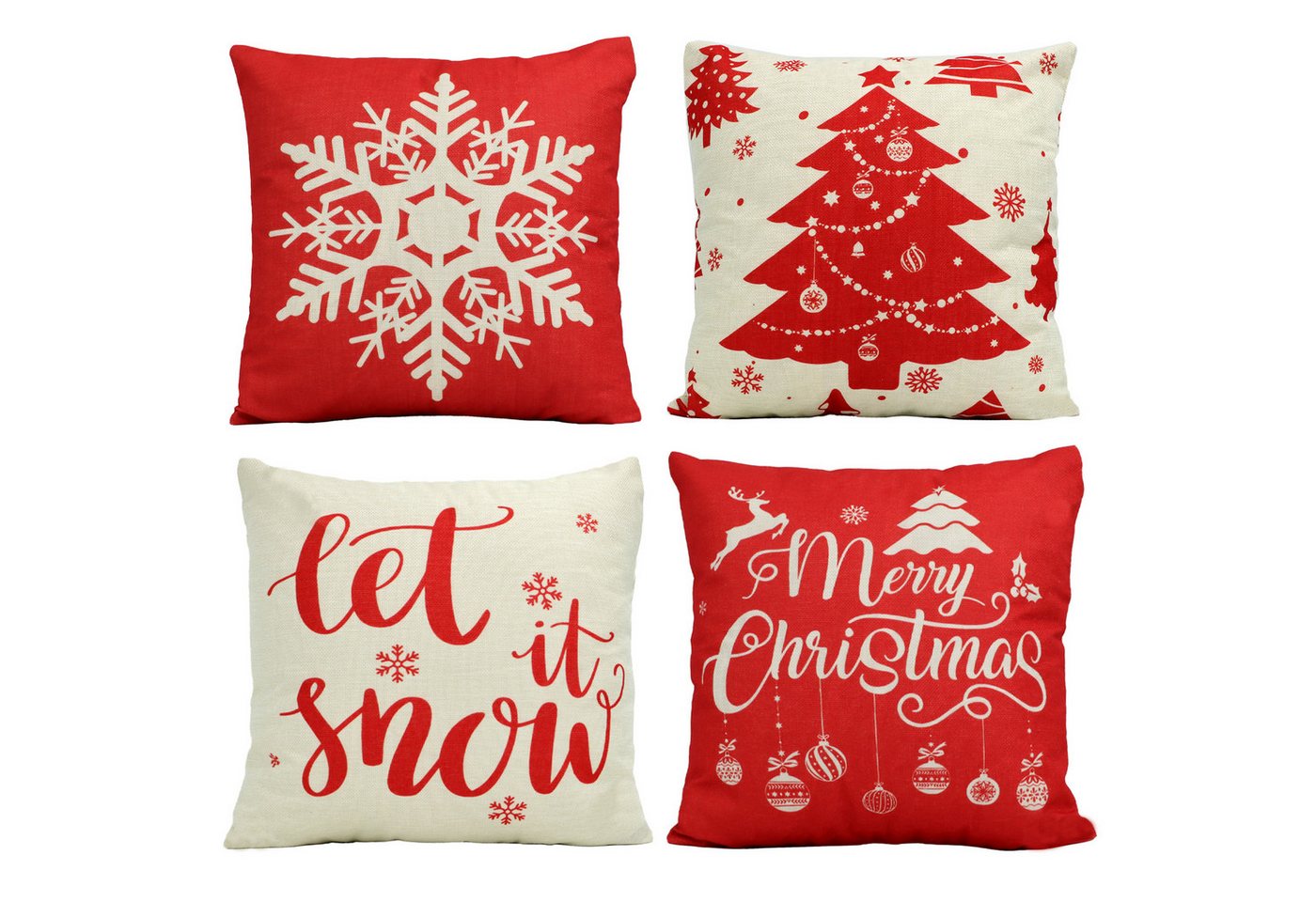 CALIYO Kissenbezug 4 Stück Kissenbezug Weihnachten Dekorative Kissenhülle, (4 Stück), Weihnachtselementstile Muster Leinen Sie Kissenbezüge von CALIYO
