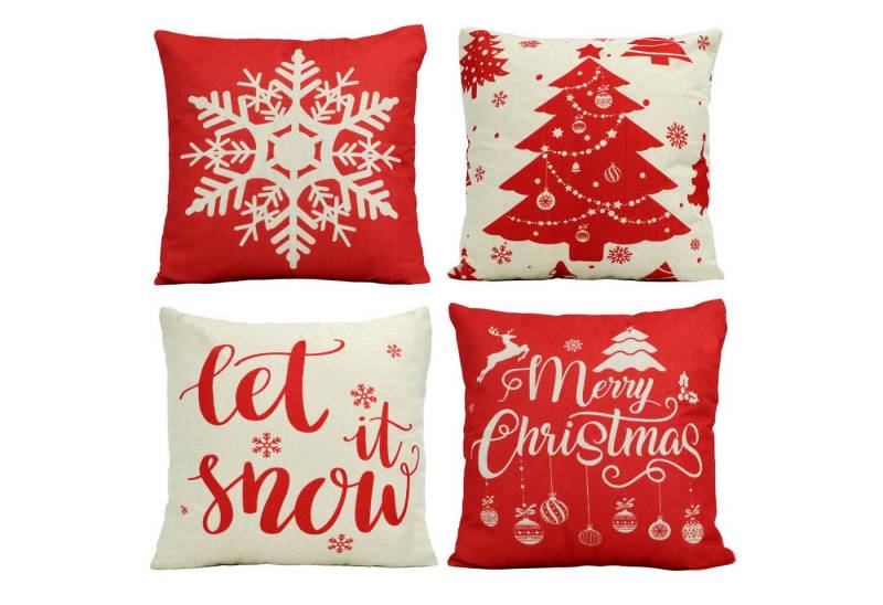 CALIYO Kissenbezug 4 Stück Kissenbezug Weihnachten Dekorative Kissenhülle, (4 Stück), Weihnachtselementstile Muster Leinen Sie Kissenbezüge von CALIYO