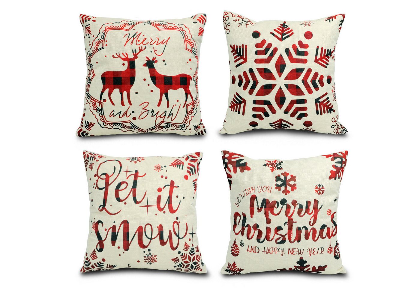 CALIYO Kissenbezug 4 Stück Kissenbezug Weihnachten Dekorative Kissenhülle, (4 Stück), Weihnachtselementstile Muster Leinen Sie Kissenbezüge von CALIYO