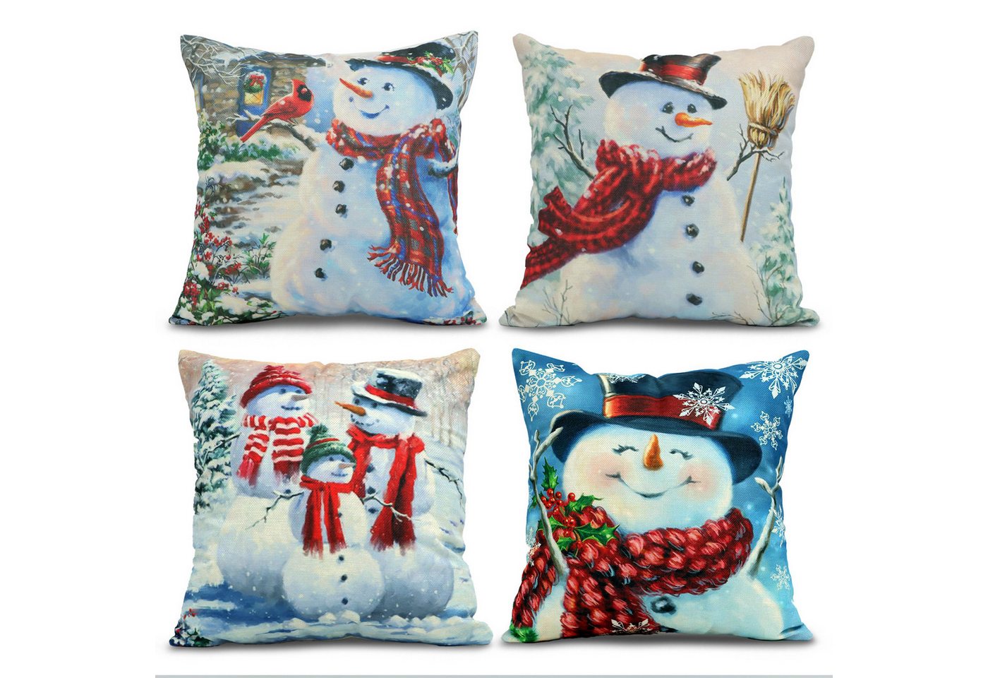CALIYO Kissenbezug 4 Stück Kissenbezug Weihnachten Dekorative Kissenhülle, (4 Stück), Weihnachtselementstile Muster Leinen Sie Kissenbezüge von CALIYO