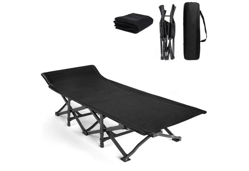 CALIYO Klappbett Campingbett feldbett klappbar bis 150 kg für Indoor Outdoor (Mit Matratze Topper) Ein stabiles und sicheres Klappcampingbett von CALIYO