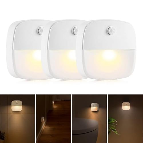 CALIYO LED Nachtlicht mit Bewegungsmelder, 3 Stück Nachtlicht kinder Bewegungsmelder Licht, Indoor NachtLicht Treppenbeleuchtung,Auto EIN/AUS Sensor Licht Für Flur,Bad,Schlafzimmer,Orientierungslicht von CALIYO