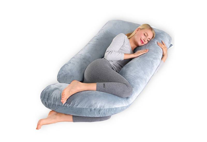 CALIYO Seitenschläferkissen Stillkissen, J-förmiges Schwangerschaftskissen zum Schlafen, Seitenkissen, Seitenschläferkissen ergonomisch geformt von CALIYO