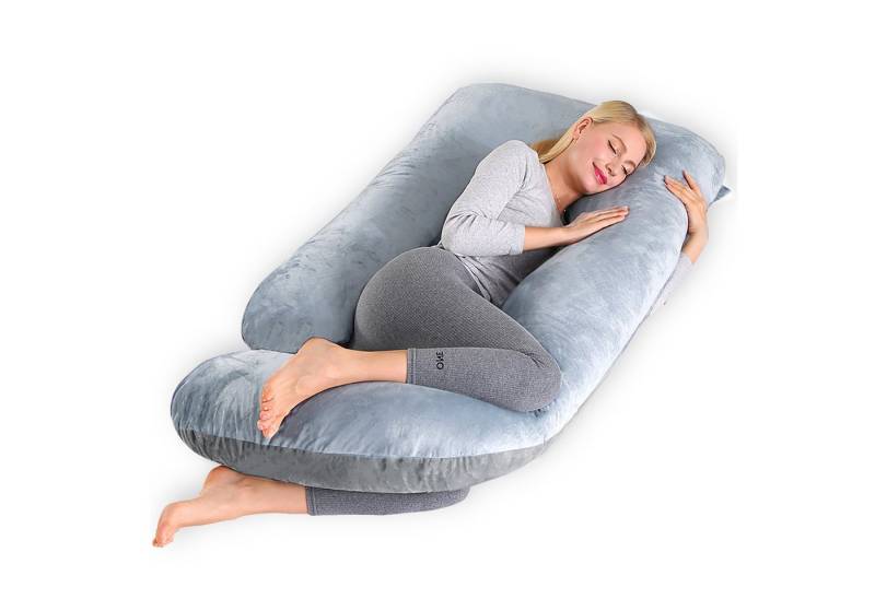 CALIYO Seitenschläferkissen Stillkissen, J-förmiges Schwangerschaftskissen zum Schlafen, Seitenkissen, Seitenschläferkissen ergonomisch geformt von CALIYO