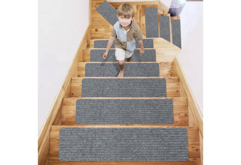 CALIYO Stufenmatte 15-Tlg Stufenmatten Rechteckig 76x20cm Trittfläche Stufenschoner, Treppenschutz in 3 Farben, Höhe: 12 mm, Velours-Oberfläche CALIYO Stufenmatte 15-Tlg Stufenmatten Rechteckig 76x20cm Trittfläche Stufenschoner, Treppenschutz in 3 Farben, Höhe: 12 mm, Velours-Oberfläche von CALIYO