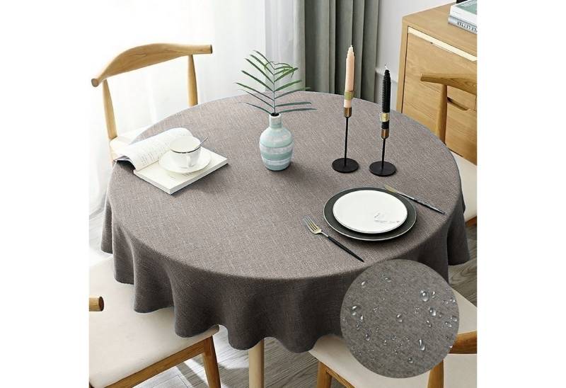 CALIYO Tischdecke RUND Tischwäsche Lotuseffekt Leinenoptik Fleckenabweisende (Tischdecke mit Lotuseffekt 1-tlg), Bügelfrei - pflegeleicht von CALIYO