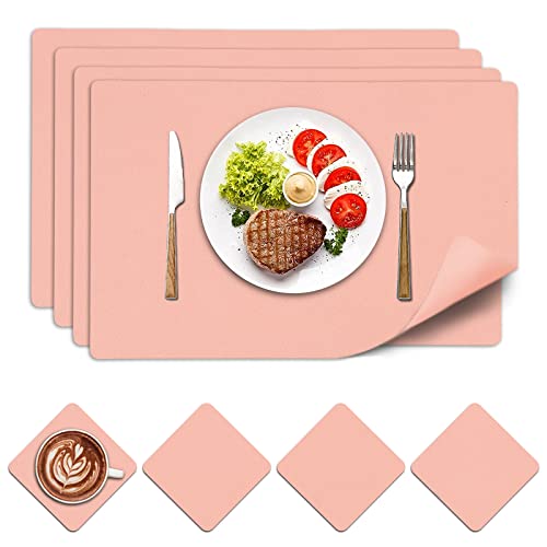 CALIYO Tischsets Abwaschbar,Rrutschfeste Synthetisches Leder platzset und Untersetzer für Zuhause und Restaurant,Tischset Set mit 4 Platzsets Abwaschbar+4 Untersetzern,Doppelseitigen hitzebeständige CALIYO Tischsets Abwaschbar,Rrutschfeste Synthetisches Leder platzset und Untersetzer für Zuhause und Restaurant,Tischset Set mit 4 Platzsets Abwaschbar+4 Untersetzern,Doppelseitigen hitzebeständige von CALIYO
