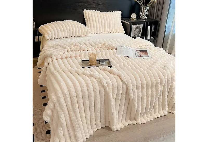 Wohndecke Kuscheldecke Milchsamt Blasen Decke Super Soft Wohndecke, CALIYO, Grobe Korddecke Für Bett Sofa Schlafzimmer Wohn Kuscheldecken von CALIYO