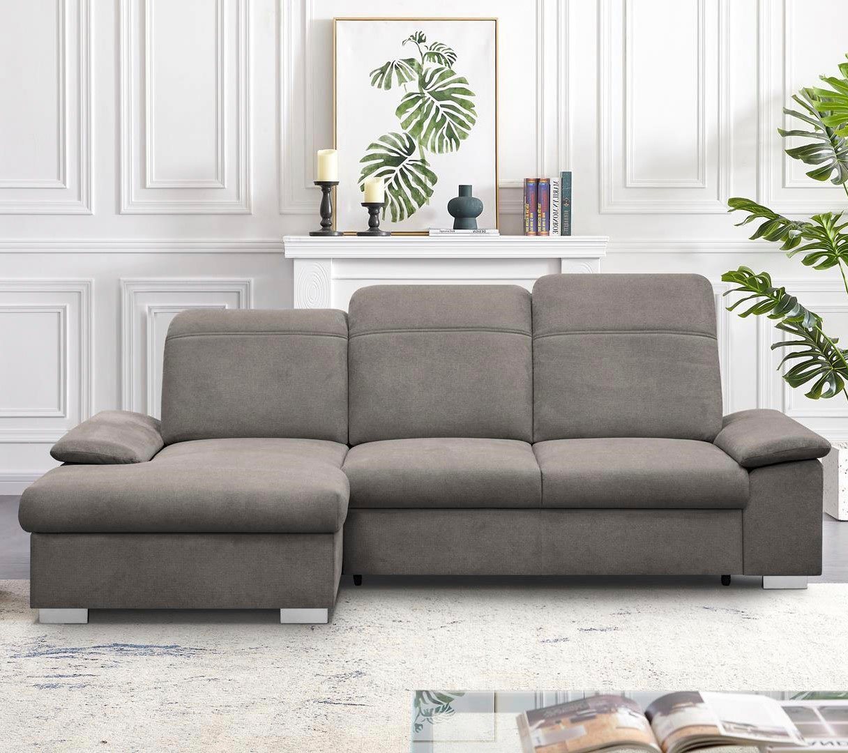 CALIZZA INTERIORS Ecksofa Moli 2, Bettkasten, Schlaffunktion, Kopfteilverstellung, Sitztiefenverstellung von CALIZZA INTERIORS