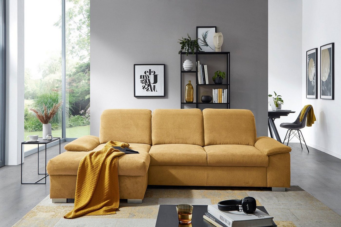 CALIZZA INTERIORS Ecksofa Moli 2 L-Form, Bettkasten, Schlaffunktion, Kopfteilverstellung, Sitztiefenverstellung von CALIZZA INTERIORS