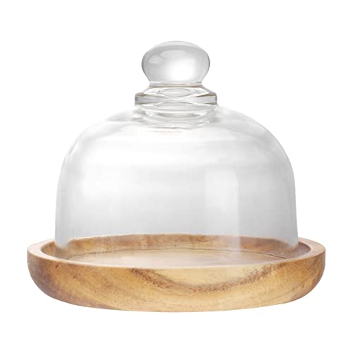 CALLARON 1 Satz Käseglocke Mini-dessertkuppel Etagere Mit Kuppel Runder Tortenständer Dessert-kuchen-cover-display Süssigkeiten Dessertglocke Mit Sockel Klein Zelt Hölzern Glas Individuell von CALLARON