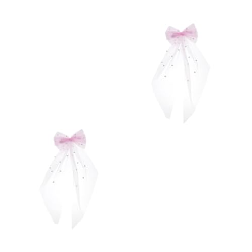 CALLARON 2 Stück Braut Haarspange Perlen Schleife Backclip Hochzeit Haarschmuck Zarter Tüll Schleier Rosa für Braut Party Festlichkeiten CALLARON 2 Stück Braut Haarspange Perlen Schleife Backclip Hochzeit Haarschmuck Zarter Tüll Schleier Rosa für Braut Party Festlichkeiten von CALLARON
