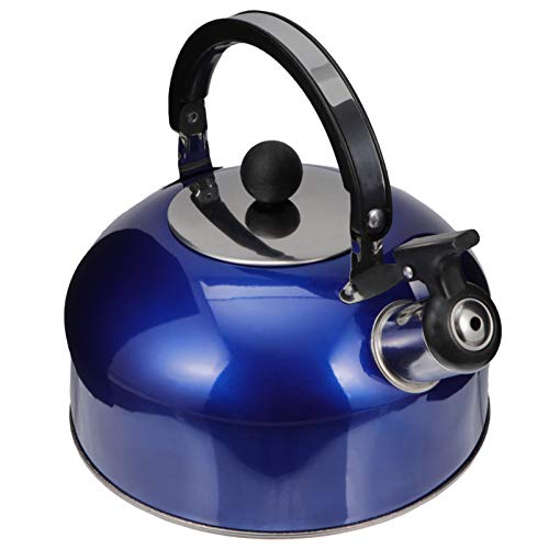 CALLARON 2l Edelstahl Pfeifenkessel Wasserkessel Pfeifkessel Flötenkessel Teekessel Pfeife Wasserkocher mit Pfeifton Teapot Kettle Induktion Gasherd für Küche Camping Picknick Blau von CALLARON